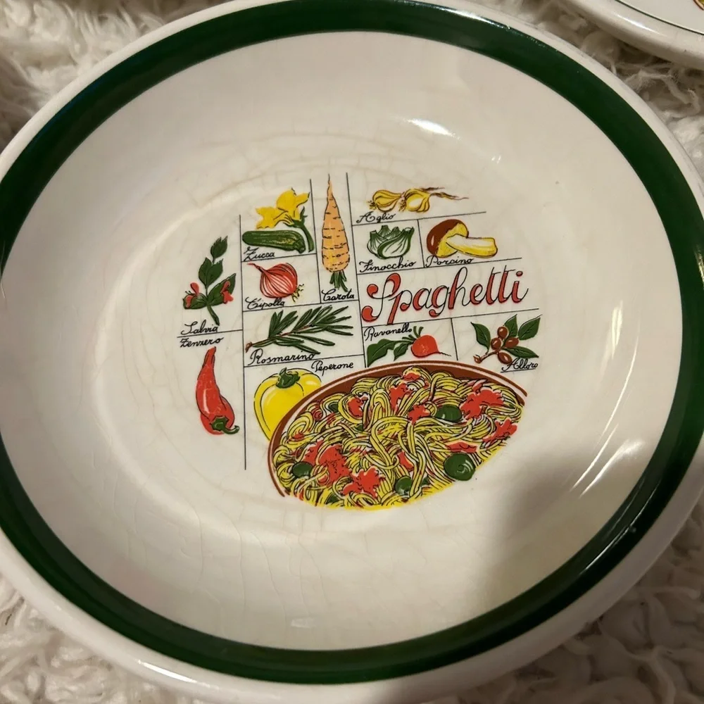 50%offw❤️ Tre Ci, 3 PastaServing Bowl.Made in Italy Sicilia Crazing glaze. Rack